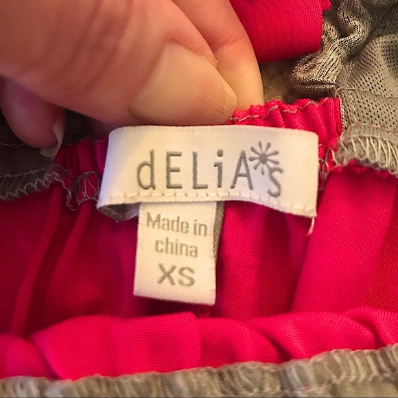 🆕🔥DELIA’S SUPER CUTE GRAY&PINK/CRISS CROSS BOW ON BACK SOLID ON THE FRONT MINI - Picture 9 of 16
